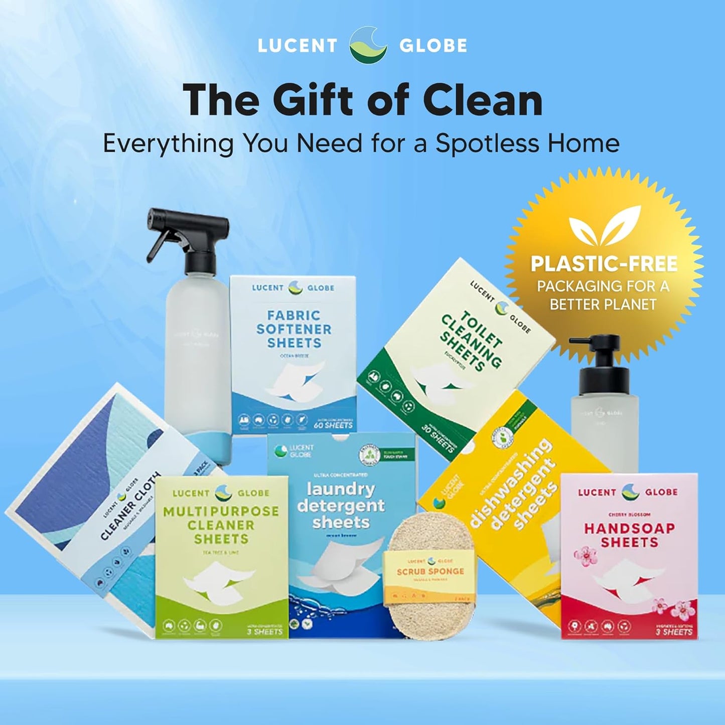 Lucent Globe Toilet Cleaning Sheets | Strips - Tough on Dirt & Stains - Safe for Toilets & Septic Systems - Convenient and Travel Friendly Toilet Bowl Cleaner - Fresh Eucalyptus