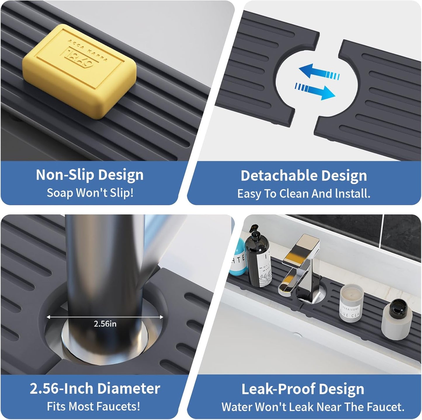 Stone Faucet Mat for Kitchen Sink, Water Absorbing Sink Water Splash Guard, Fast-Drying Kitchen Sink Faucet Mat, Durable Protector and Stone Drying Mat for Kitchen Counter & Bathroom Sink