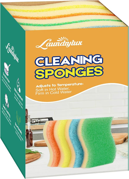 LAUNDRYLUX Scrub Sponge, Dual-Sided Temperature-Responsive Scrubber - Non-Scratch - Multipurpose Dish Sponges for Kitchens, Bathrooms, and Outdoor Use - 3 Pack