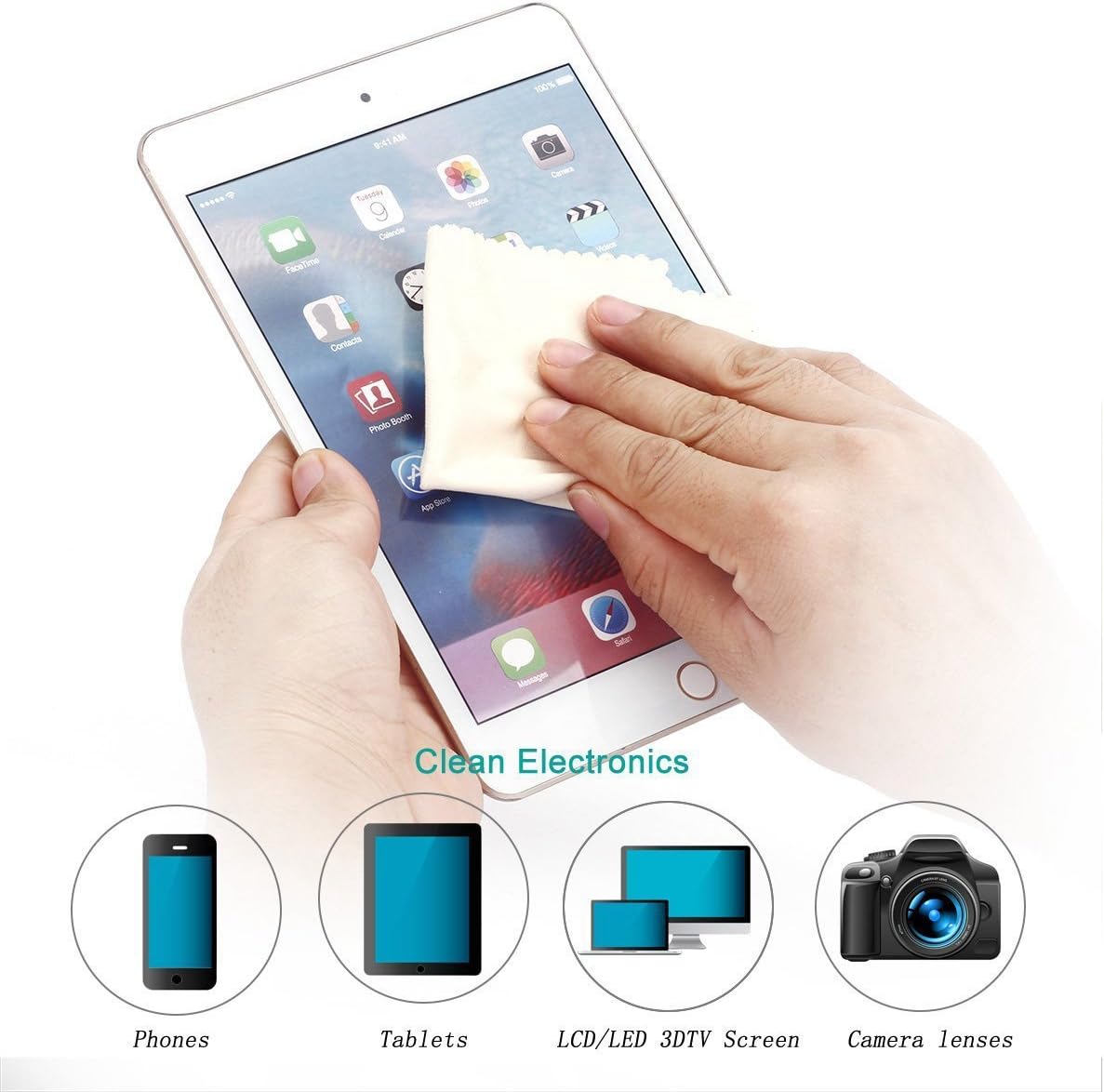 Microfiber Cleaning Cloths - for All LCD Screens, Tablets, Lenses, and Other Delicate Surfaces (8-Pack, 6x7)