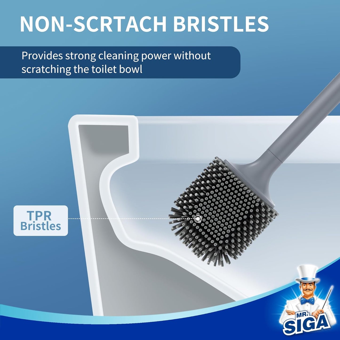MR.SIGA Toilet Brush and Holder, Wall Mounted Toilet Brush for Bathroom Cleaning, Compact Toilet Brush with Holder Set, White, 1 Pack