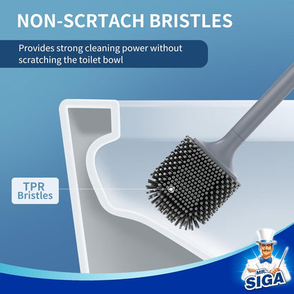 MR.SIGA Toilet Brush and Holder, Wall Mounted Toilet Brush for Bathroom Cleaning, Compact Toilet Brush with Holder Set, White, 1 Pack