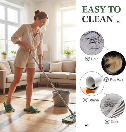 Jecery 4 Pair Washable Microfiber Mop Slippers Detachable Dusting Shoes for Floor Cleaning, Office & Home Use Suitable for Women & Men(Blue, Brown, Beige, White,L Size)