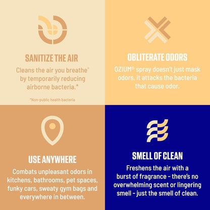 Ozium 0.8 oz. Air Sanitizer & Odor Eliminator for Homes, Cars, Offices and More, Original Scent, Pack of 6