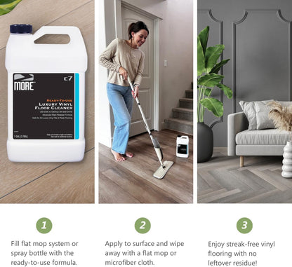 MORE Luxury Vinyl Floor Cleaner for Vinyl Plank Flooring - Ready to Use, Daily Cleaning Formula for Tile, Vinyl Surfaces [Gallon / 128oz]