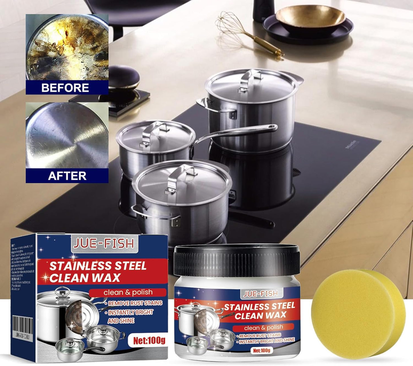 Stainless Steel Scratch Remover for Appliances, Multi-Purpose Scratch Remover Paste for Oven, Sink, Fridge & Cookware, Cleans Grease, Scuffs & Restores Shine (1)