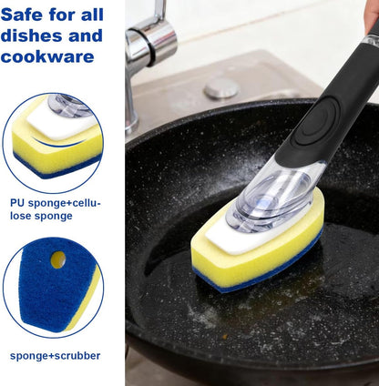 CELOX Dish Wand with Soap Dispenser, Dish Scrubber for Pans, Pots, Kitchen Sink Cleaning