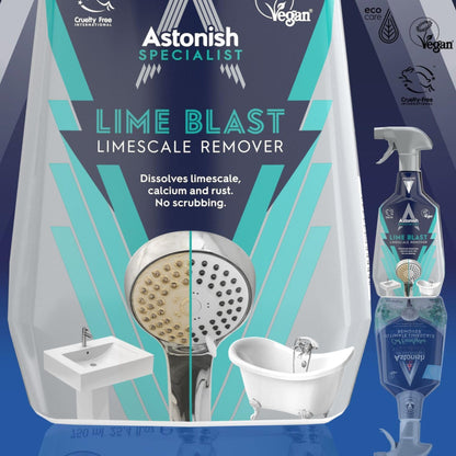 Astonish Specialist Ultimate Limescale Remover Cool Eucalyptus - No Scrub Cleaner Tackles Hard Water, Limescale, Rust & Calcium - Cruelty Free Bathroom & Kitchen Cleaning Solution, 750ml Spray Bottle