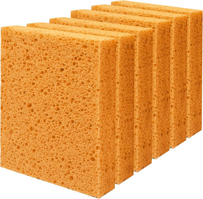 Cellulose Sponges, Large Size 4" x 6" x 1" - Heavy Duty Scrub Kitchen Sponge, Clean Tough Messes Without Scratching Kitchen Cleaning Pads, Pop Up Eco DIY (6 Pack), Green