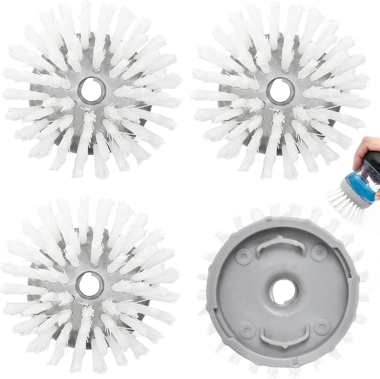 4 Pack Dish Brush Refill Heads for OXO Soap Dispensing Palm Brush, Kitchen Dish Scrubber Cleaning Replacement Head, Gray
