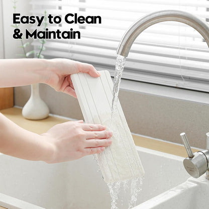 Fast Water Absorption Sink Organizer Tray Set, 3-Pack Compact and Space-Saving Stone Soap Holder Caddy for Kitchen & Bathroom Counter, Faucet Splash Guard, White (1pc of 8"x3.8" + 2pcs of 3.8"x3.8")