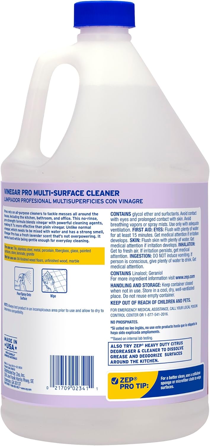 Zep Vinegar Pro Multi-Surface Cleaner (Case of 4) & Professional Sprayer Bottle (Case of 9) - R48410 & HDPRO9 - No-Rinse Professional Grade Formula with Fresh and Clean Scent