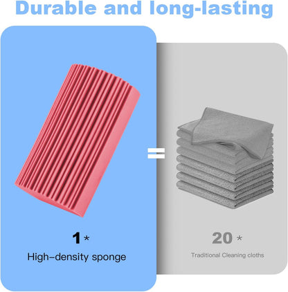 2-Pack Damp Duster Sponge for Clean, Magic Sponge Eraser Baseboard Cleaner Tool, Dusters for Cleaning Blinds, Glass, Vents, Railings, Mirrors,Window Track Grooves and Faucets