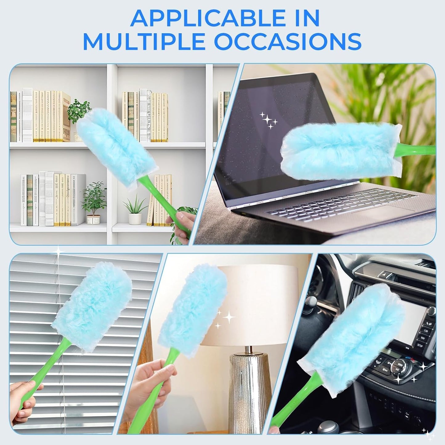 30PCS Disposable Dusters Refills Compatible with Swiffer,180 Degree Electrostatic Disposable Replacement Head for Home,Office,Ceiling Fans,Blinds and Furniture Dusting