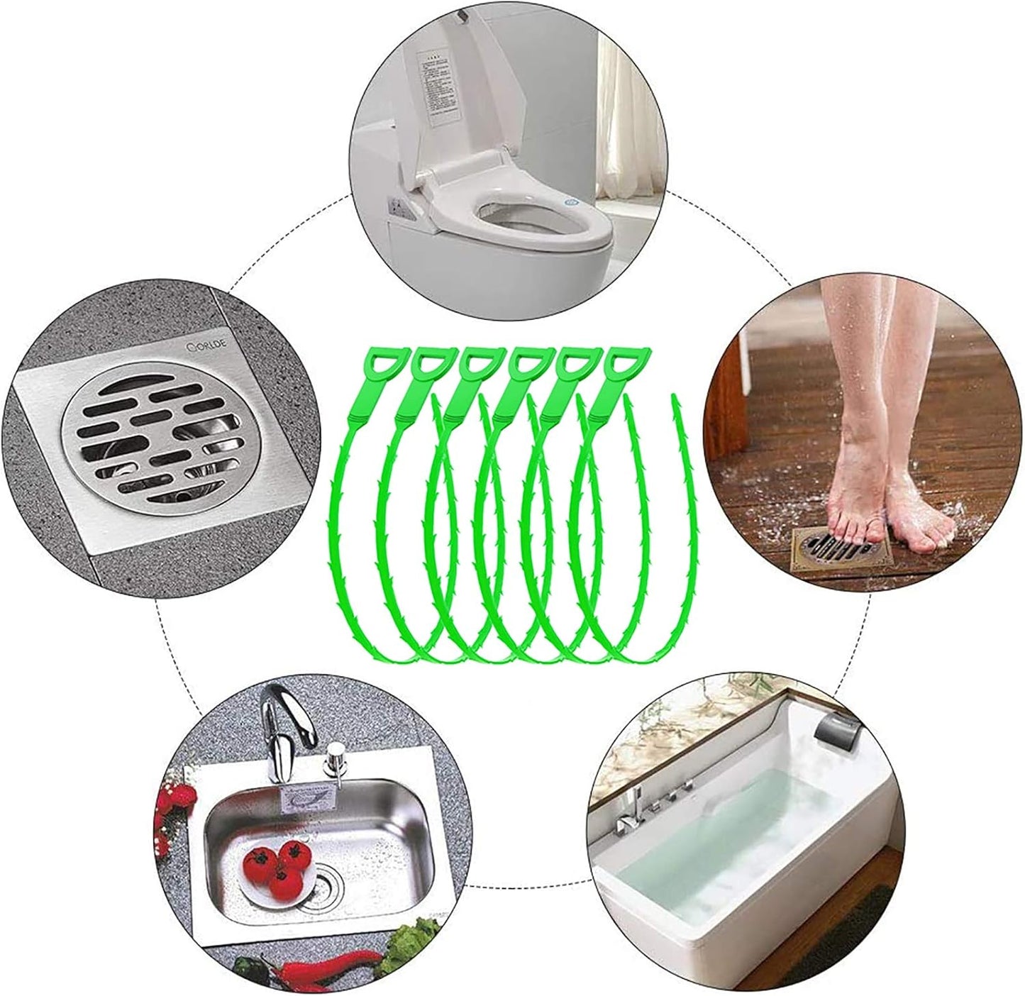 Drain Clog Remover Snake Tool for Hair and Debris, Unclog Toilet, Sink, Shower, Bathtub, Sewer