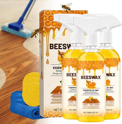 355ml Micro-Molecularized Natural Beeswax Floor Polish Spray, Beeswax Essential Oil Wax, Bees Wax Wood Polish Spray, for Living Rooms, Kitchens, Wood Furniture Floor (1PCS)
