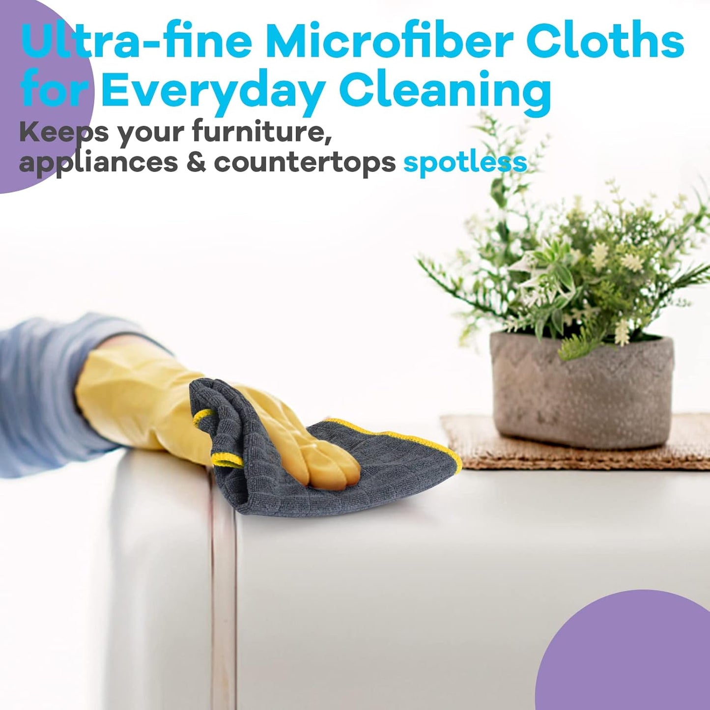 Glass Polishing Cloth Streak Free Miracle Cleaning Cloth Lint Free Microfiber Cleaning Rags for Glasses Kitchen Dish Mirrors Easy Clean, Pack of 6, 12" x 12"