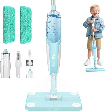 Kids Spray Mop - 30 Inch, 420ml Large Water Tank, Effective Cleaning Tool & Fun Montessori Toy, Pretend Play Housekeeping Set Toddlers Love (Magenta)