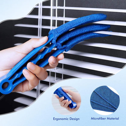 Window Blind Cleaner Duster Brush - 2 Pack with 6 Reusable Microfiber Sleeves for Venetian Blinds, Shutters, Air Conditioner Vents and Jalousie Dust Removal