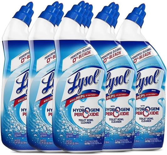 Lysol Hydrogen Peroxide Toilet Cleaner - 24 fl oz (0.8 quart) - Ocean Fresh Scent - Blue - 9/Carton - 98011CT