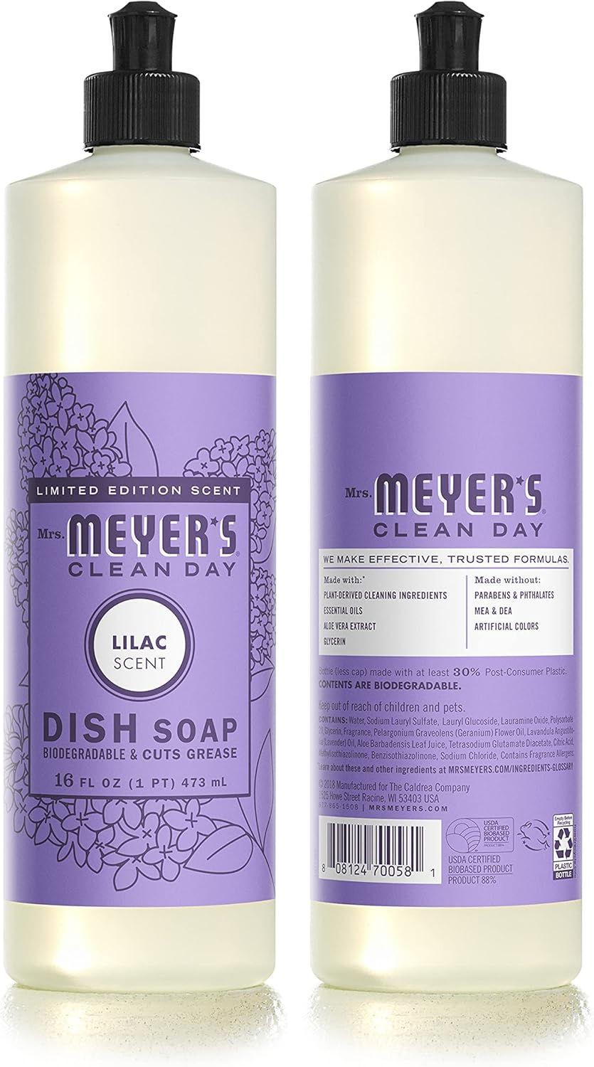 Mrs. MEYER'S Kitchen Set, Dish Soap, Hand Soap, and Multi-Surface Cleaner, 3 CT (Peony)