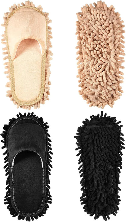 Jecery 2 Pairs Microfiber Cleaning Mop Slippers for Floor Cleaning House Mop Shoes Men and Women Washable Unisex Dusting Slippers Dirt Tool Supplies(Medium,Gray)