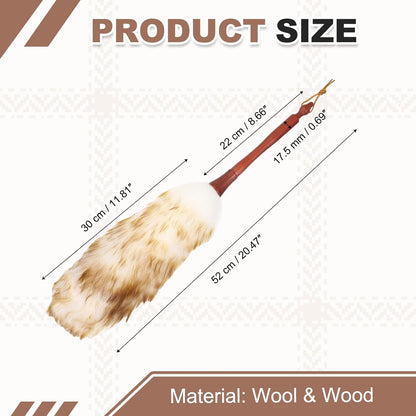 uxcell Wool Duster, 14.2" Natural Feather Cleaner Household Cleaning Duster with Solid Wooden Handle for Cleaning Fans Window Blinds Shelves Furniture, Pink