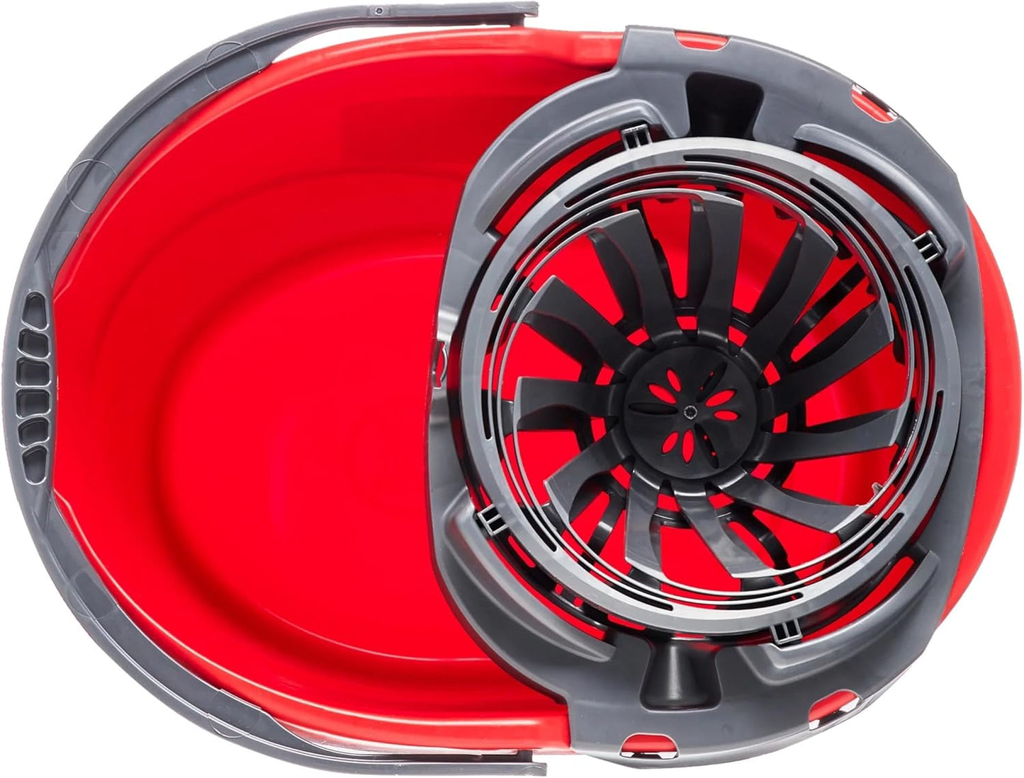 Quick Wring Hands-Free Mop Bucket – 2.5 Gallon with Built-in Wringer, Red