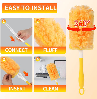 50 Count Larger Size Duster Refills for Swiffer Dusters with 1 Handle - Multi-Surface Feather and Microfiber Duster Disposable Alternative, Heavy Duty Cleaning Kit for Home, Furniture, Blinds and Vent