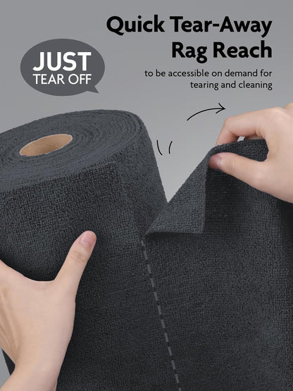 Fantasticlean Microfiber Cleaning Cloth Roll -75 Pack, Tear Away Microfiber Towels, 12" x 12", Reusable, Washable, Scratch Free, Ultra Absorbent Dishcloth for All-Around Cleaning Supplies (White)