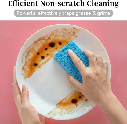 6 Pcs Kitchen Sponges for Dishes Cleaning, Non Scratch for Non Stick Cookware, Compressed Natural Cellulose Sponges, Dish Washing Scrubbers, Scrubbing Pads for Household, Bathroom (Multicolor)