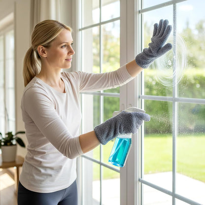 2 Pairs Microfiber Plant Dusting Gloves, Leaf Cleaning Gloves, Microfiber Dusting Cleaning Glove for Plant Dust, Household Clean, Washable Reusable Mittens for Plants, Blinds, Furniture