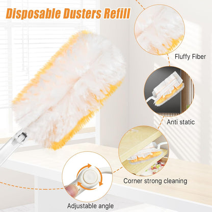 100 Pcs Duster Refills Bulk, Thickened Duster Refill Electrostatic Duster Head, Duster Refills for Cleaning with 4 Handles, Disposable Duster Refills for Cleaning Blinds, Ceiling Fans(Blue)