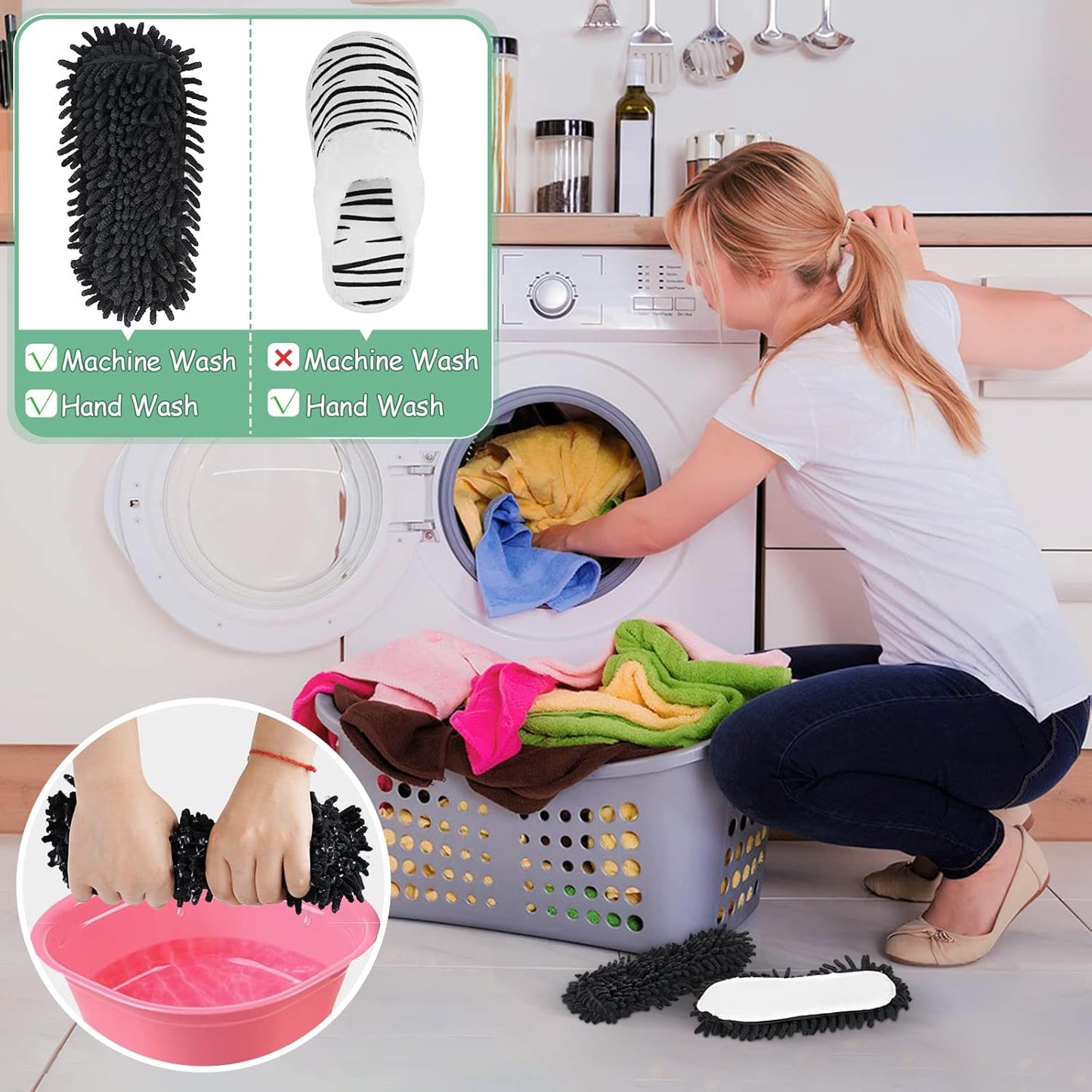 Microfiber Floor Mop Slippers House Dust Cleaning Tool Detachable Washable Shoes for Kitchen House Cleaning (Women 7-10/Men 5-8, Cow pattern)