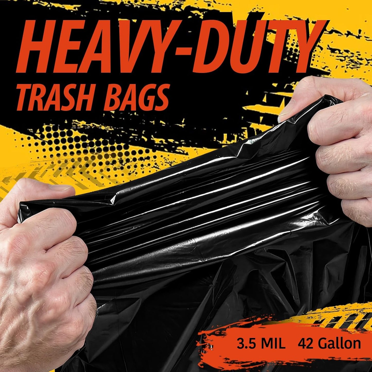 42 Gallon Contractor Garbage Bags - 3.5 MIL Thick Heavy Duty Trash Bags - 33" X 48" Large Black Bag for Construction, Commerical, Industrial, Yard, Outdoor Use (10 Count)