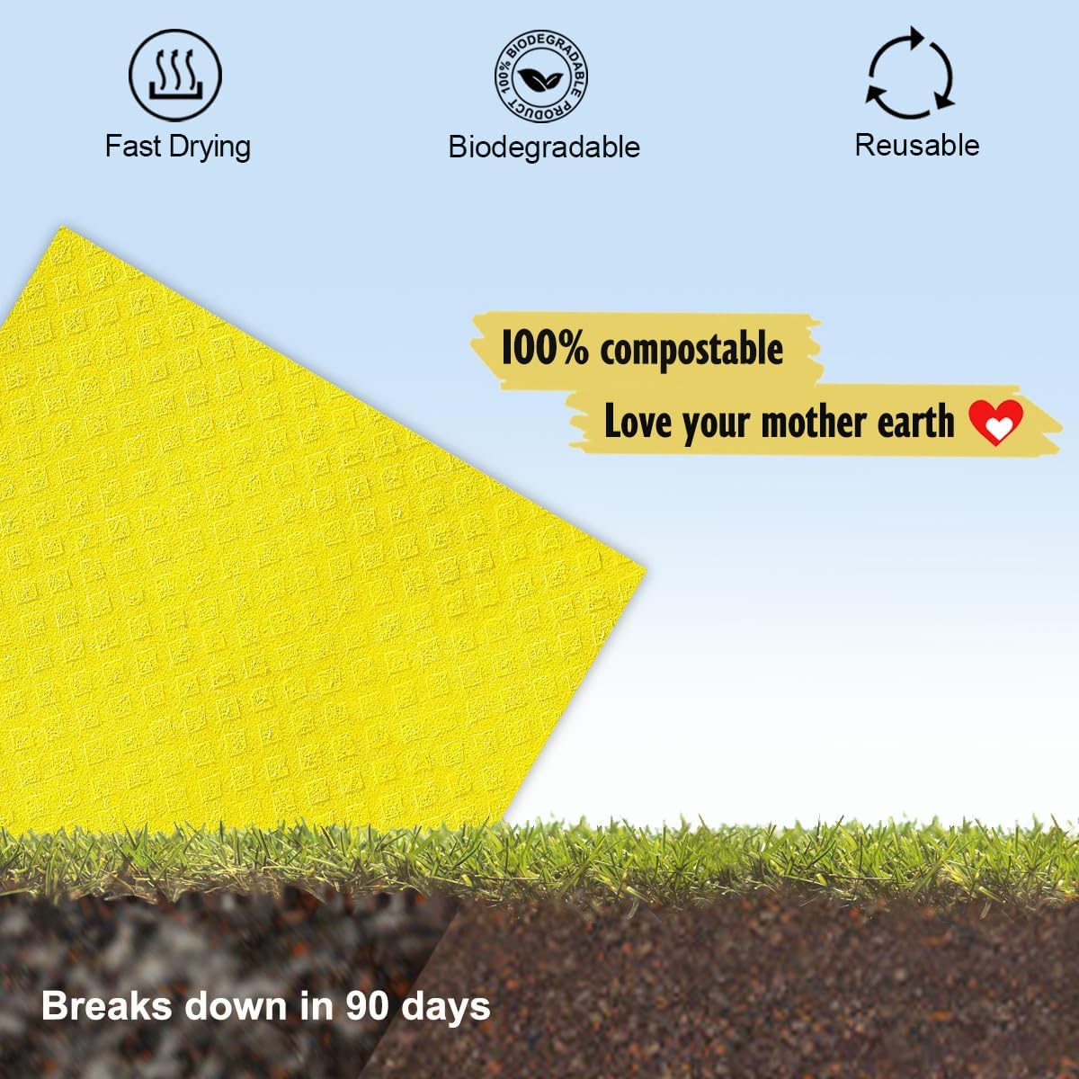MoLKENE Swedish Dish Cloths - 10 Pack Reusable Kitchen Dishcloths - Ultra Absorbent Dish Towels for Washing Dishes - Cellulose Sponge Cloth Cleaning Rag - Assorted
