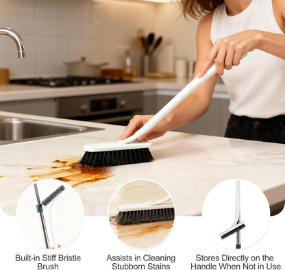 29"-49" Telescopic Pole Floor Squeegee for Concrete Floor, 21.85" Wide Heavy-Duty Squeegee with Detachable Stiff Brush, Large Squeegee Broom for Tile Floor, Garage, Swimming Pool, Bathroom