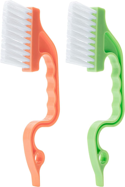 Slick- Window Track Cleaning Brush, 2 Pack, Blue Ergonomic Handle, Built-in Scraper, Multipurpose, Window Track Cleaning Tools
