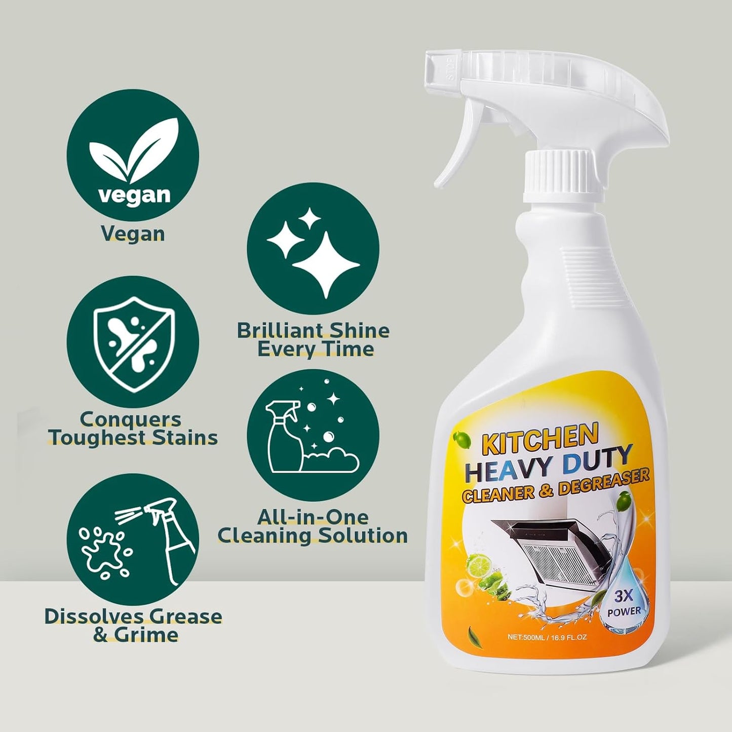 Clean Up Kitchen Oil Stains Spray: Foam Cleaner Spray Cuts Through Baked-On Grease on Ovens Stove Tops Grills - Heavy Duty Kitchen Degreaser & Cleaner for Multi-Surface Cookware & Countertop