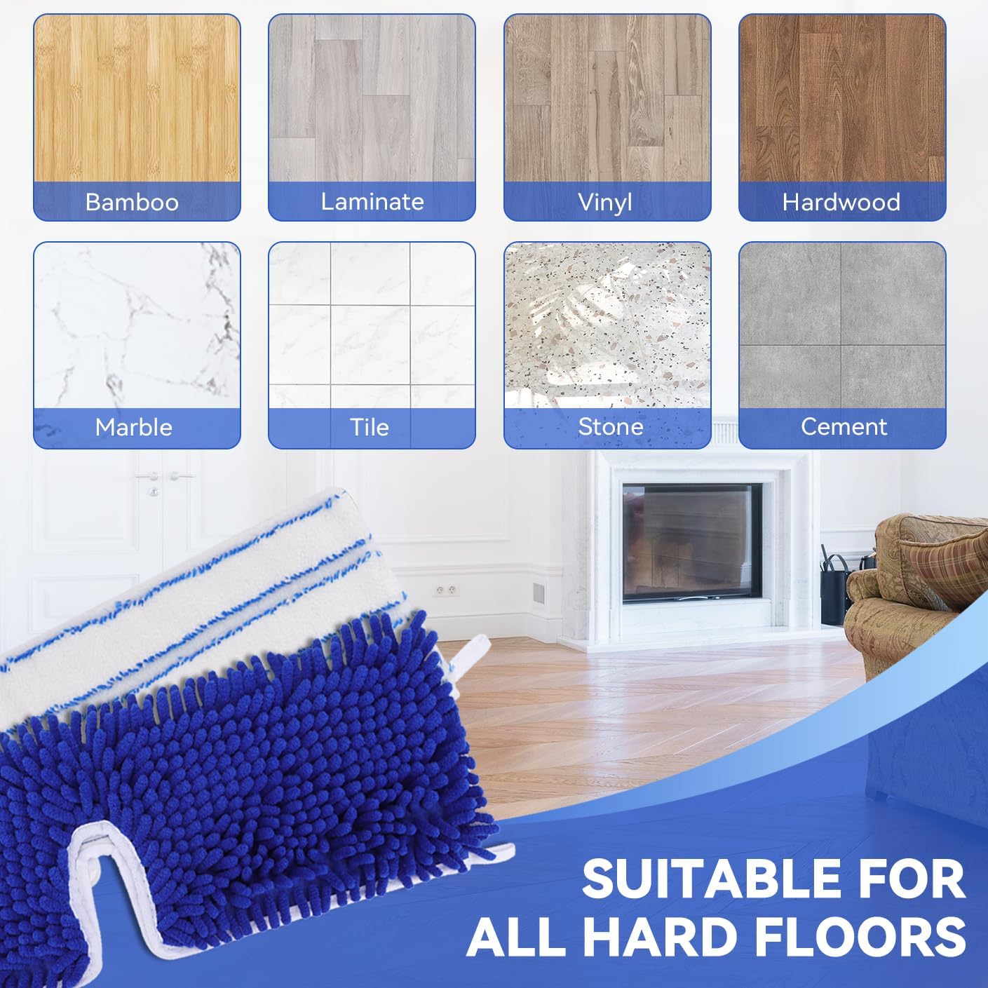 Mop Heads Replacements Compatible with Cedar Dual-Action Flip Mop - Microfiber Mop Replace Pads for Dry/Wet Use - Reusable Washable Dust Mop Refills for Floor Cleaning,5 Pack