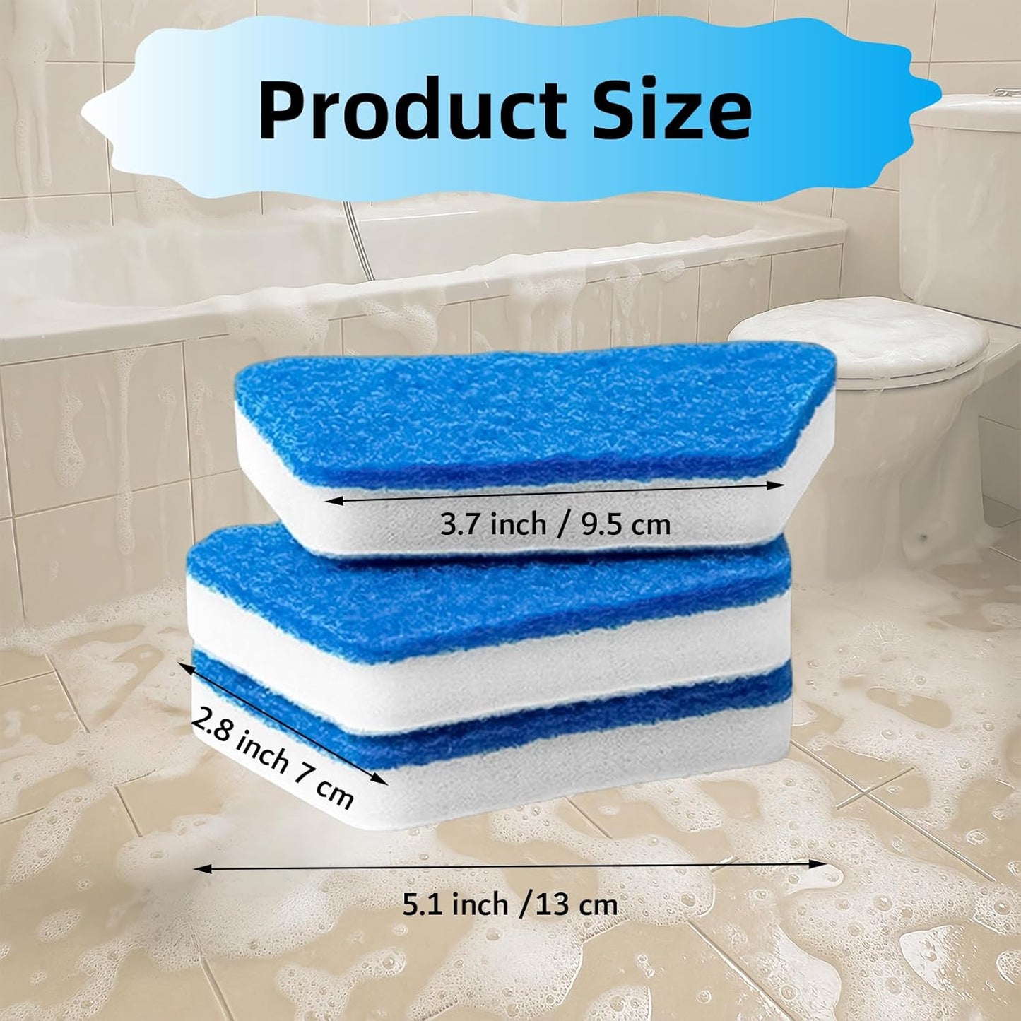 Tub Tile Scrubber Cleaning Brush, Sponge on a Stick for Cleaning Adjustable Long Handled Scrub Brush with 21.7'' Handle for Cleaning Shower Bathroom Vessel Sinks Toilet Wall Floor Black