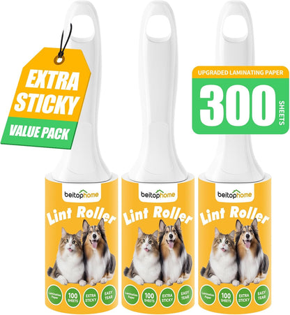Extra Sticky Lint Roller for Pet Hair, 600 Sheets with 2 Reinforced Handles, Heavy Duty Lint Roller for Clothes, Couch, Furniture & Car