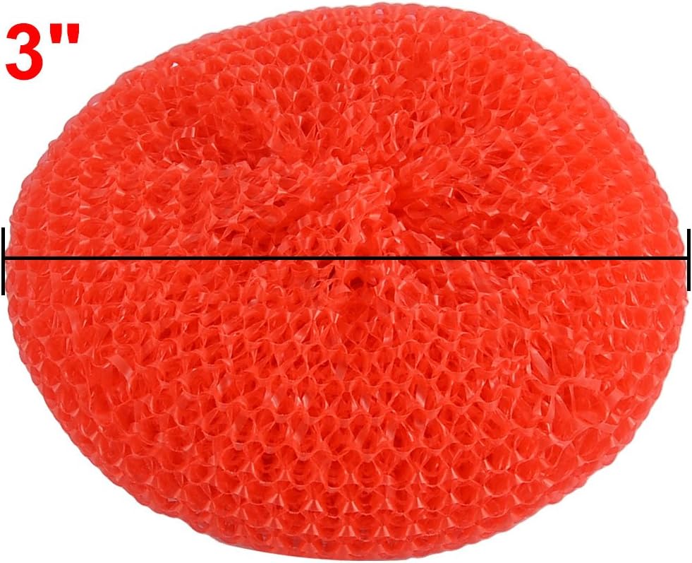 uxcell Plastic Kitchen Dish Pot Pan Mesh Scouring Washing Cleaning Scrubber Pad 5pcs Red