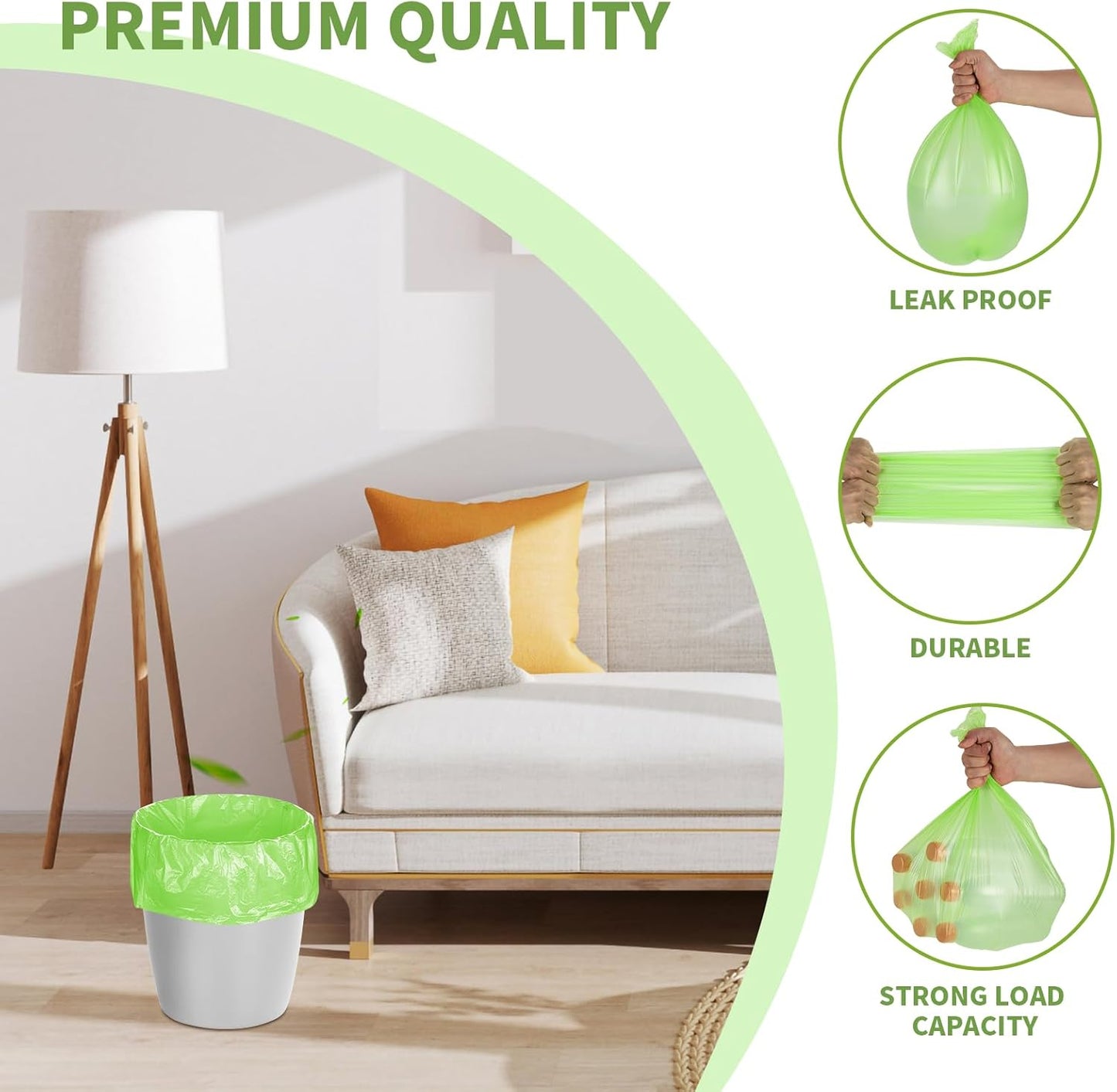 Magesh 4 Gallon Trash Bag Strong, Leakage-Free, Small Garbage Bags Unscented Thick for Bathroom, Office, Kitchen Small Trash Can, 15L, 105 Bags, Clear