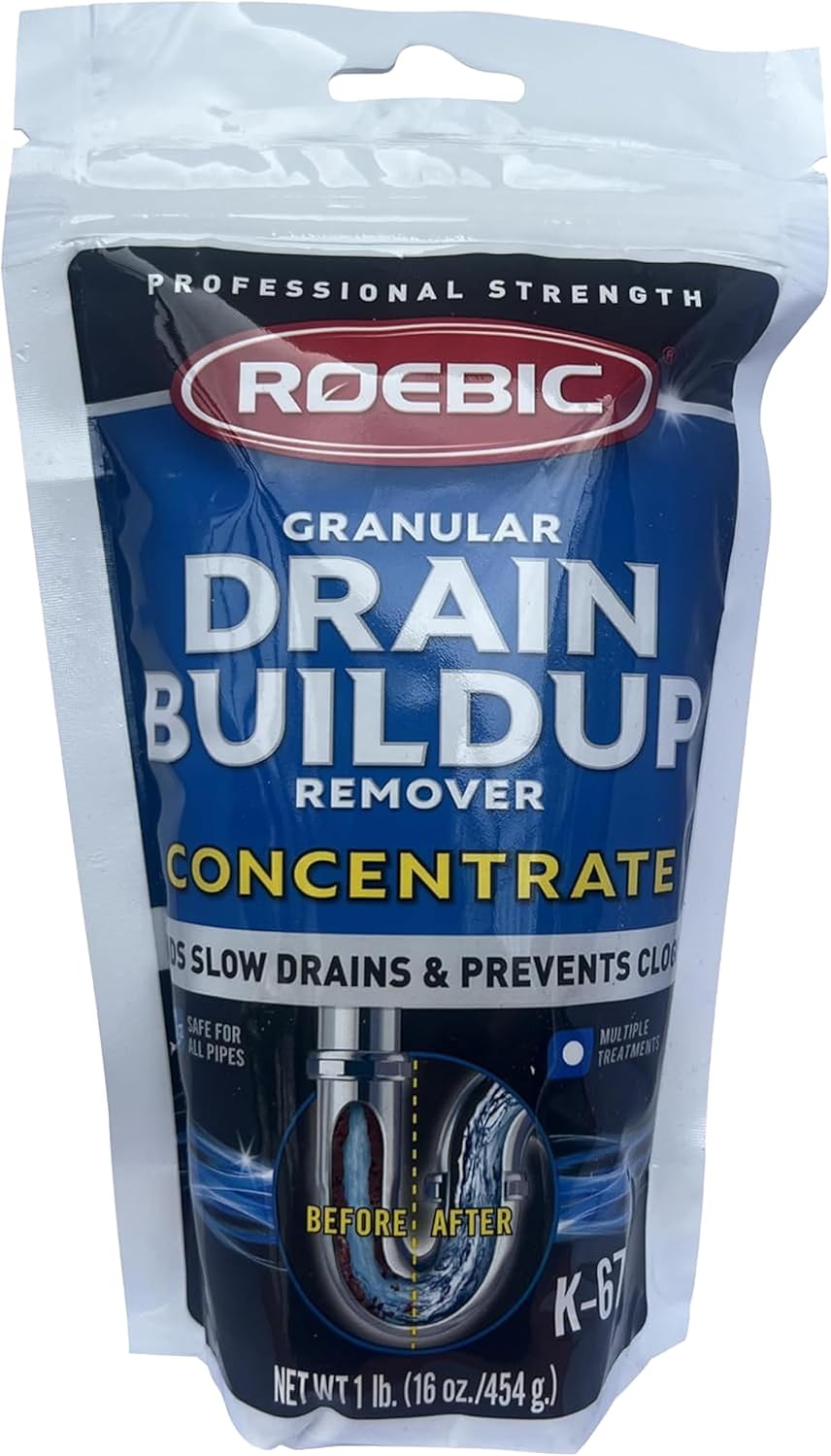 Roebic K-67 Liquid Drain Cleaner, Pipe Buildup Remover with Bacteria Enzymes for Household Drains and Sink Traps, Safe for Kitchen and Bathroom Sink, 32 fl oz