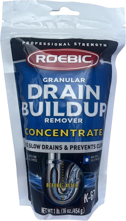 Roebic K-67 Liquid Drain Cleaner, Pipe Buildup Remover with Bacteria Enzymes for Household Drains and Sink Traps, Safe for Kitchen and Bathroom Sink, 32 fl oz