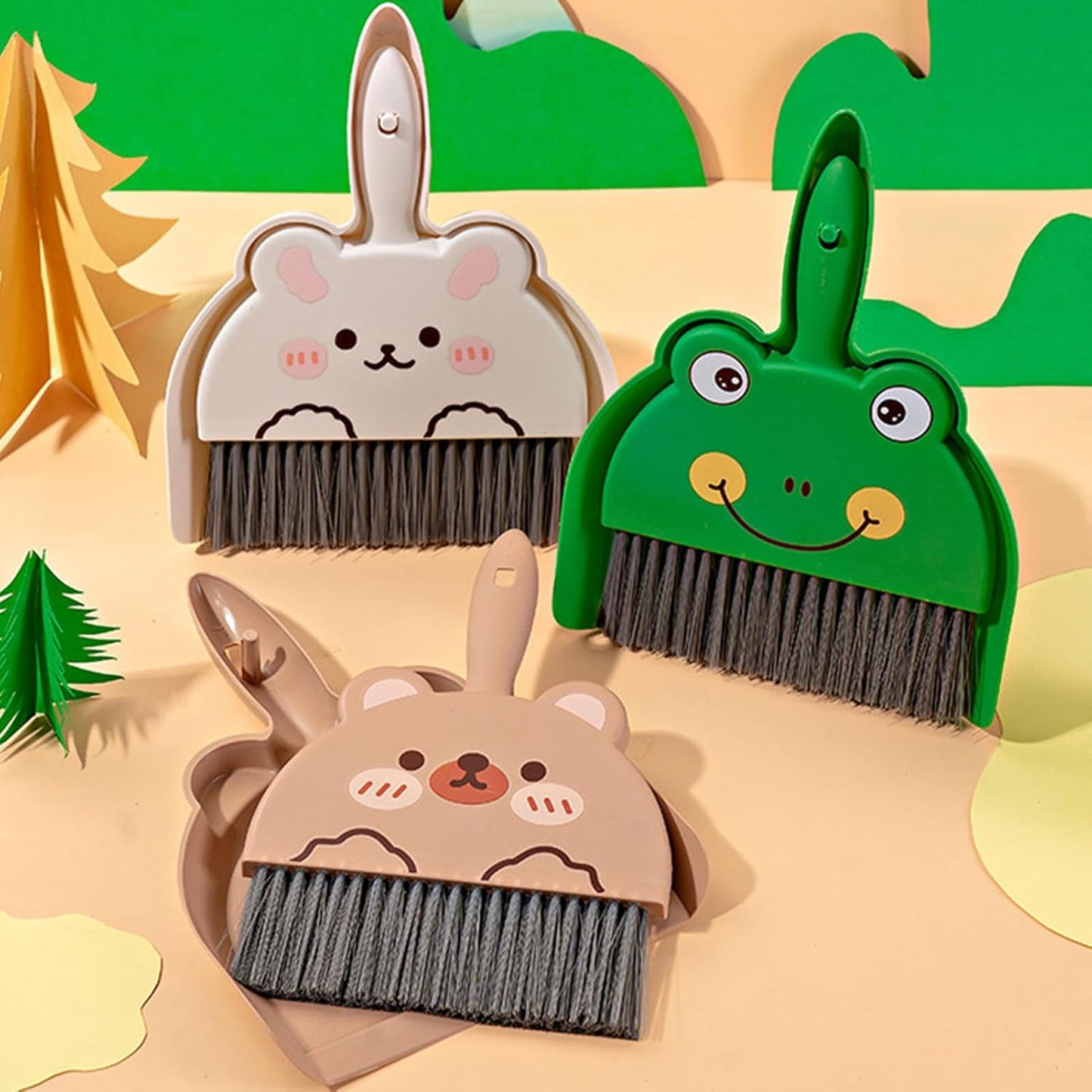 Portable Hand Broom and Dustpan Set, Cute Mini Broom and Dustpan Set with Durable Brush,Lightweight Small Dust Pan and Broom Set for Desktop Cleaning Small Space Cleaning(Rabbit)