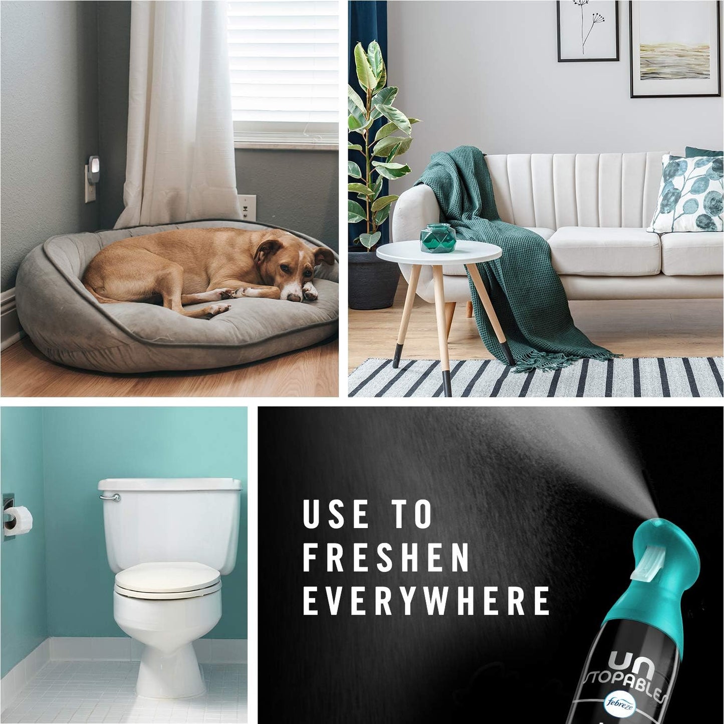 Febreze Air Mist Air Freshener Spray, Odor-Fighting Room Spray, Air Fresheners for Home and Bathroom and Kitchen, Aerosol Can, Unstopables Fresh Scent, Multicolor, 8.8oz (Pack of 3)