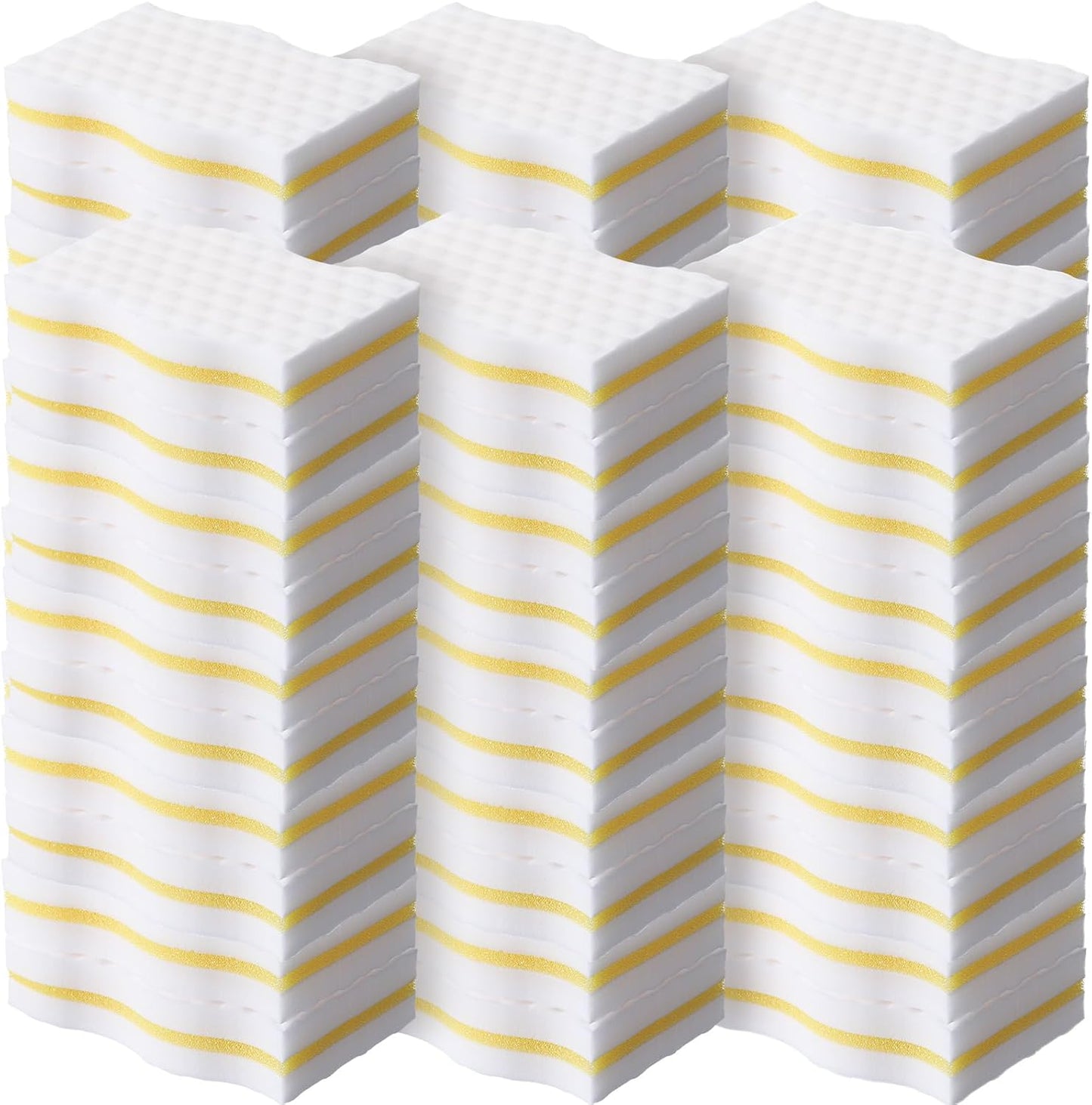 SiliFine Magic Extra Durable Sponge Eraser 3 Layer Density Cleaning Pads in Bulk Thick More Lasting Sponge Eraser for Bathroom Kitchen Floor Bathtub Toilet Cleaner(60 Pcs,White, Blue)