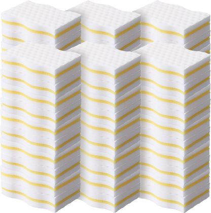 SiliFine Magic Extra Durable Sponge Eraser 3 Layer Density Cleaning Pads in Bulk Thick More Lasting Sponge Eraser for Bathroom Kitchen Floor Bathtub Toilet Cleaner(60 Pcs,White, Blue)